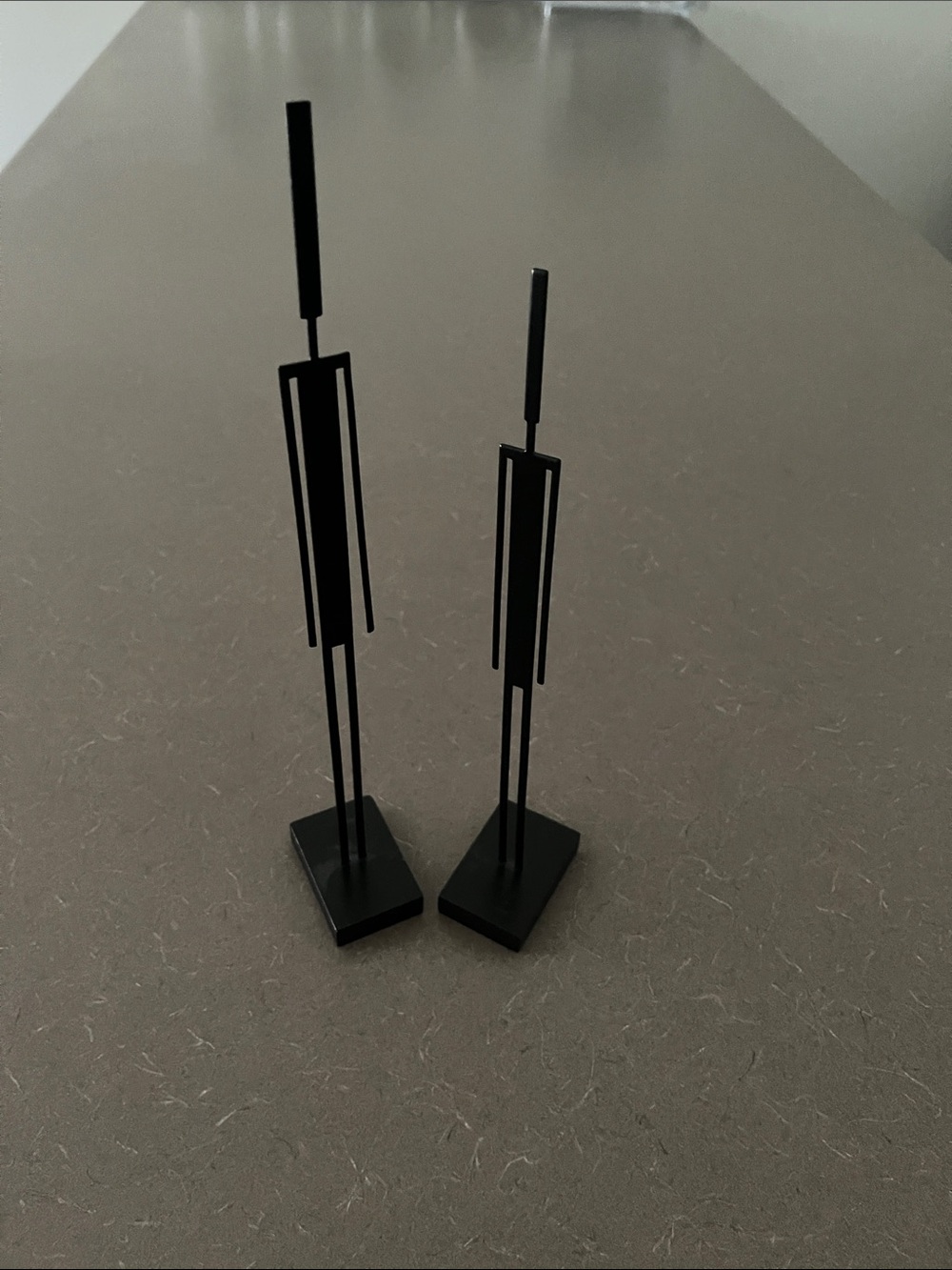 Modern Black Metal Table Sculptures – Pair 11-12”